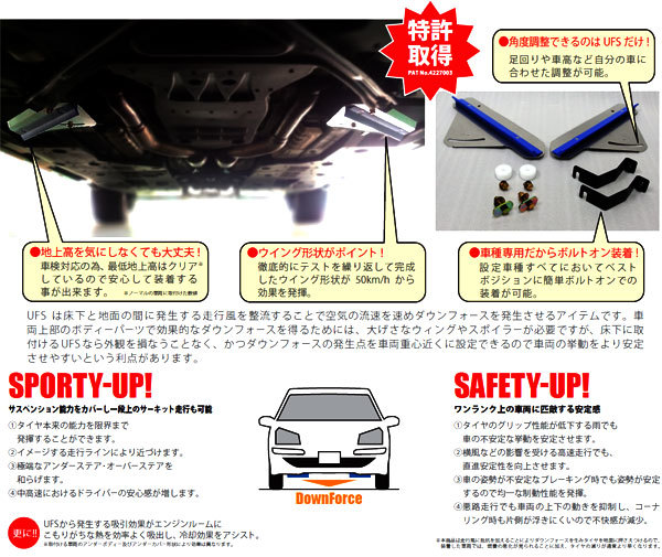 アケア：GS UZS19# GRS19#2WD UFS アンダーフロアスポイラー ダウンフォースで走行安定 スペシャルVer フロント&リアセット UFSLE-00802_画像4