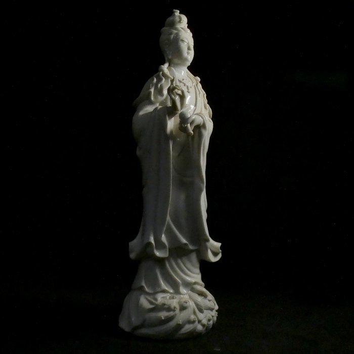 恵 #0599 】 徳化窯 全長44ｃｍ以上！ 中国美術 白磁 観音菩薩立像