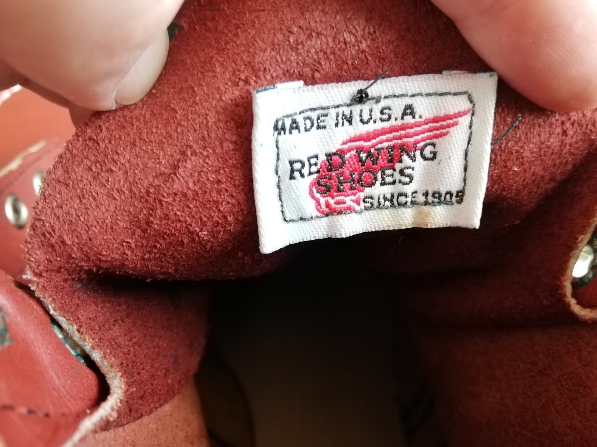 未使用 99年製 RED WING 8875 羽刺繍タグ 8.5E made in USA 超希少 デッドストック オロラセット レッドウィング 6インチ モックトゥの画像10