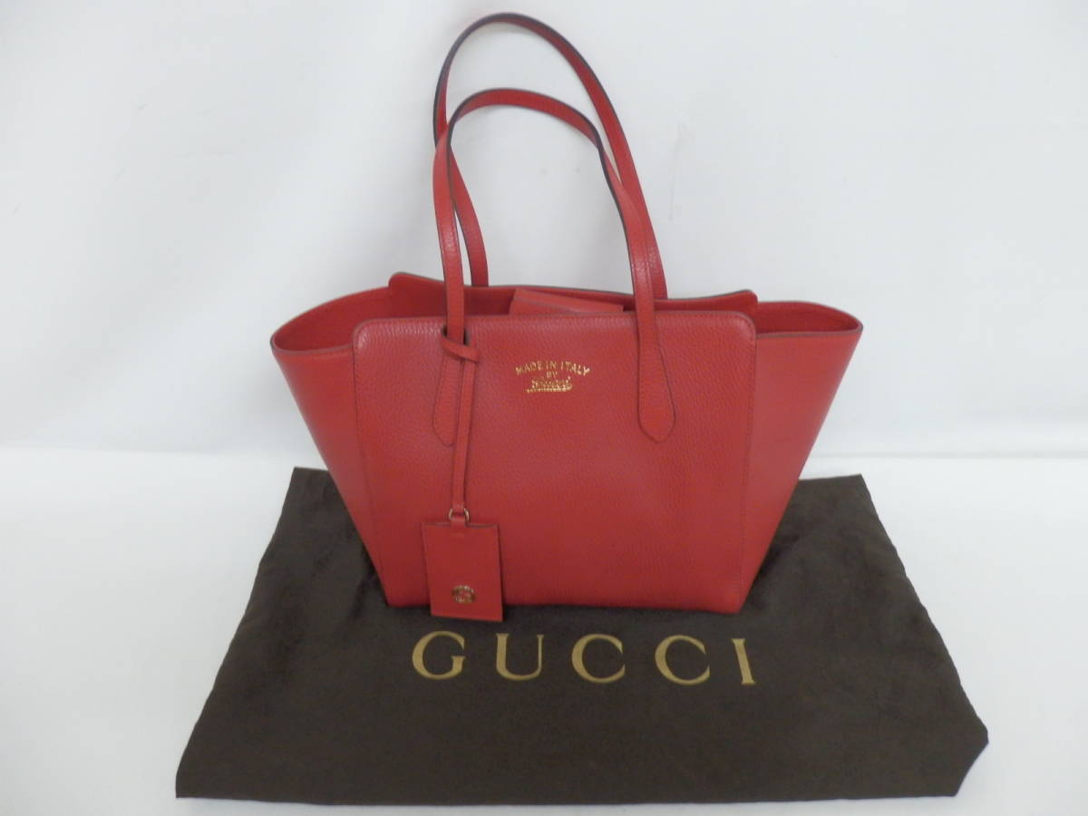 171H450E♪ グッチ GUCCI スウィング トートバッグ 354408 レッド_画像1