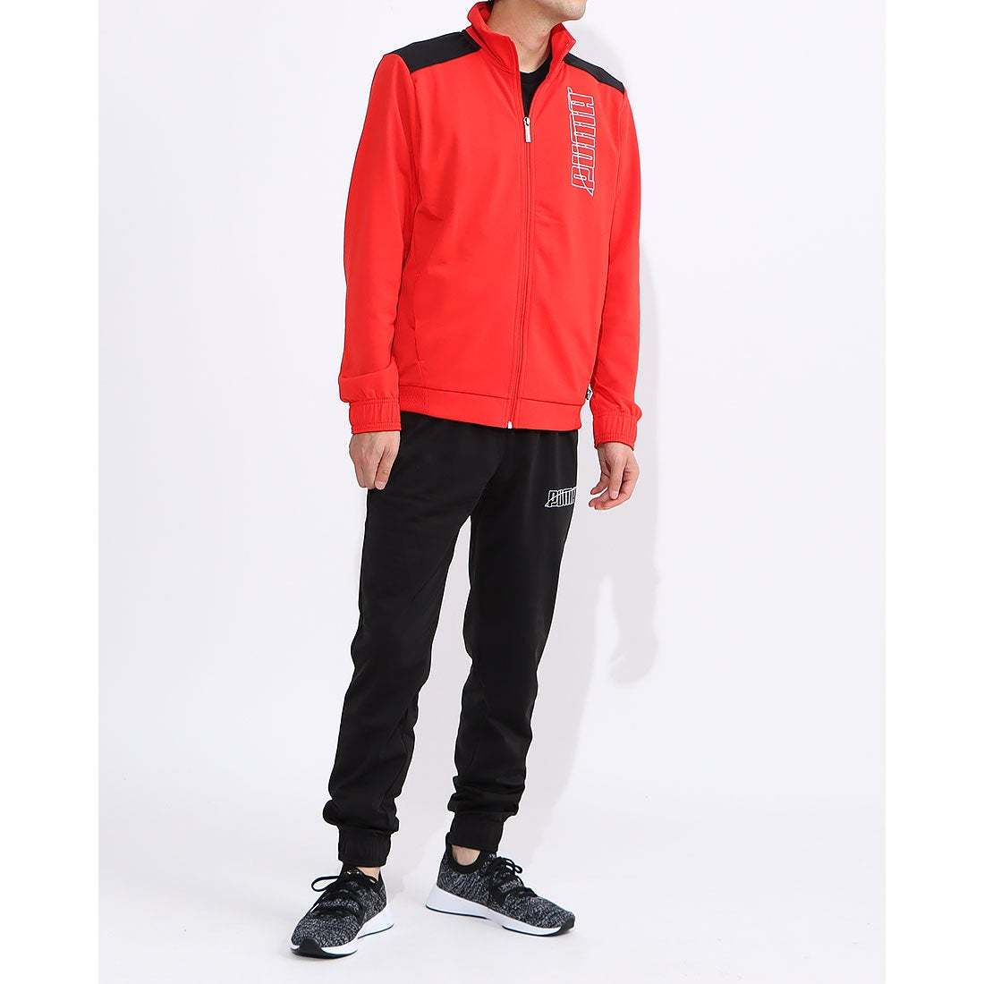  Puma graphic tricot to Lux -tsuL size red / black GRAPHIC stand-up collar jacket & pants jersey top and bottom set 