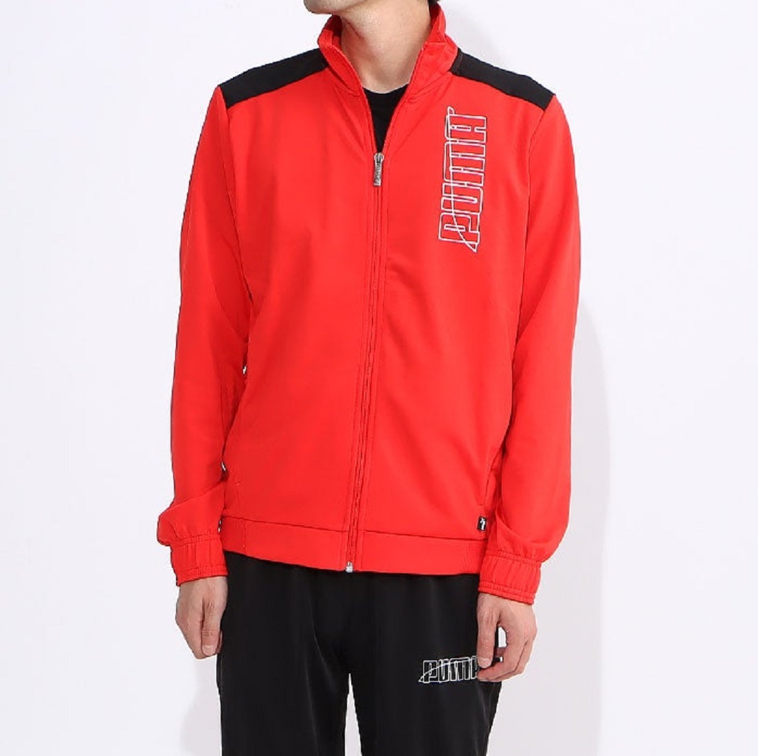  Puma graphic tricot to Lux -tsuL size red / black GRAPHIC stand-up collar jacket & pants jersey top and bottom set 