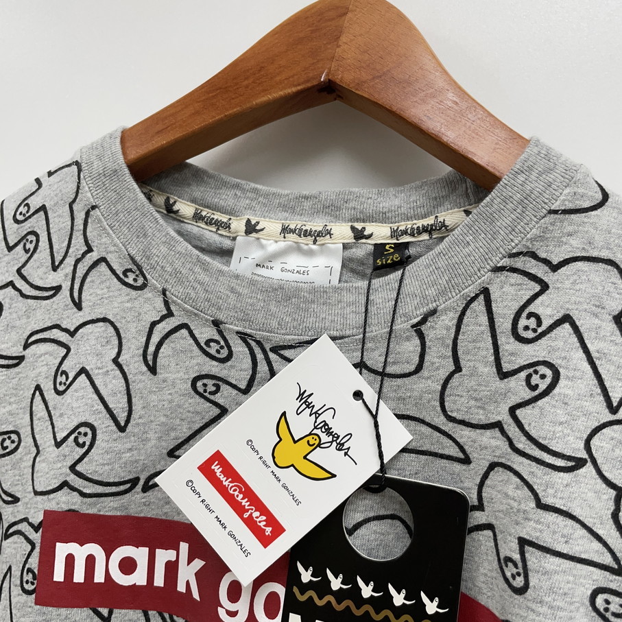 未使用品 /S/ Mark Gonzales グレー 半袖Tシャツ タグ レッドロゴ GONZ ゴンズ アウトドア スケボー メンズ レディース マークゴンザレス