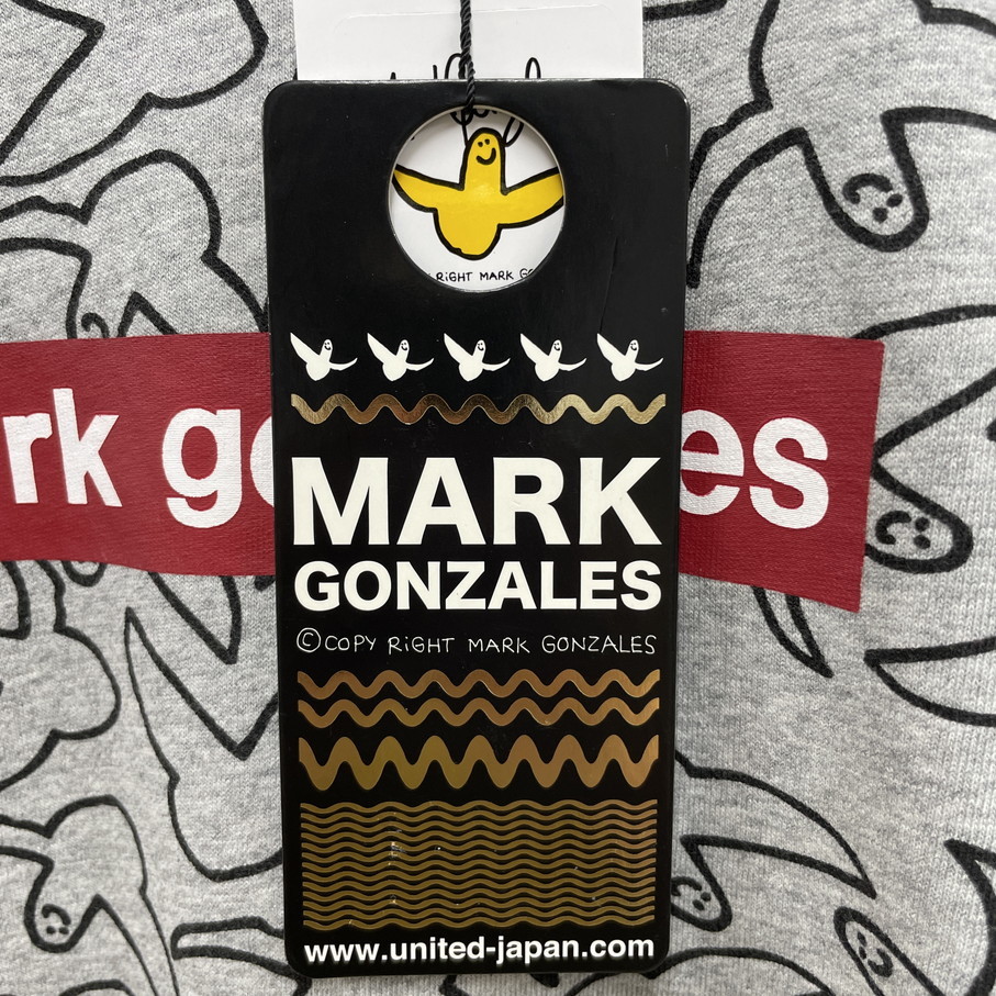 未使用品 /S/ Mark Gonzales グレー 半袖Tシャツ タグ レッドロゴ GONZ ゴンズ アウトドア スケボー メンズ レディース マークゴンザレス