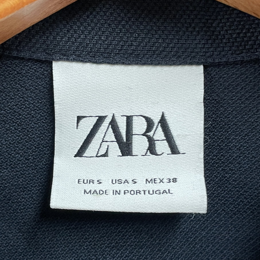 未使用品 /S/ ZARA ネイビー 半袖ポロシャツ カラー ボタン メンズ レディース 紺色 カジュアル トップス 通勤定番 アウトドア ゴルフ ザラ_画像3