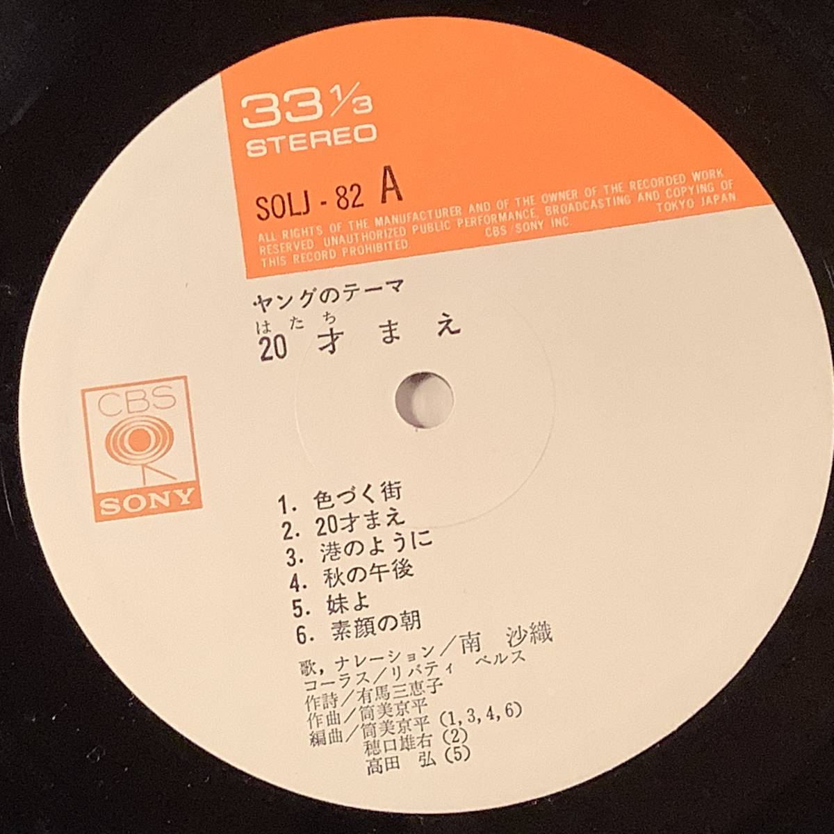 LP(SX-74SOUND)●南 沙織／ヤングのテーマ〜20才まえ※音楽：筒美京平・特大ポスター付●帯付良好品！_画像5