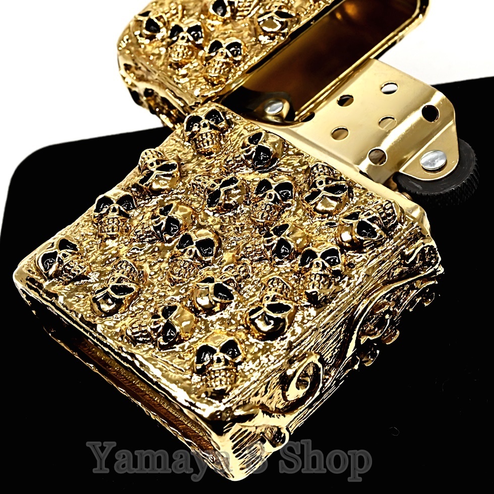ZIPPO 5面 スカルジャケット 重厚 立体彫刻 ゴールド ジッポー ライター