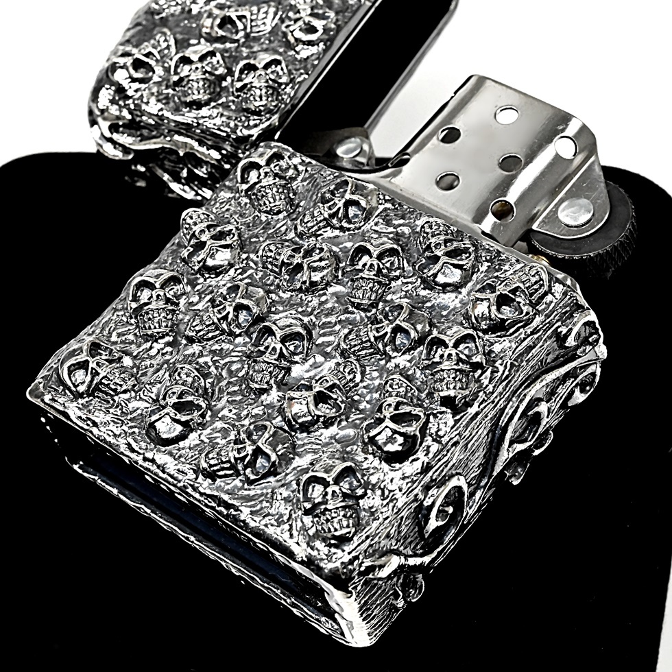 ZIPPO 5面 スカルジャケット 重厚 立体彫刻 シルバー ジッポー