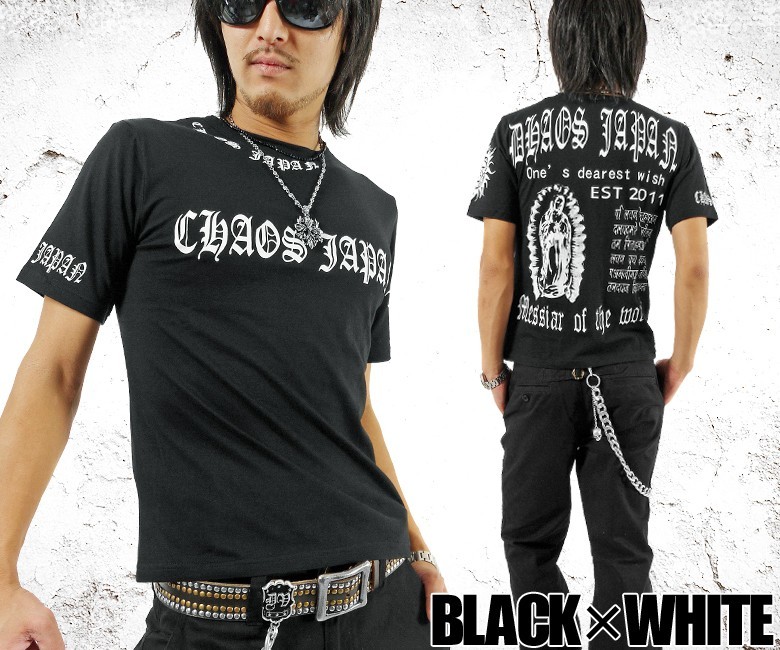 【Chaosthoery】ブランドロゴ■バックマリアTシャツ【ch-ry-0011】新品ブラックホワイトXL_画像3