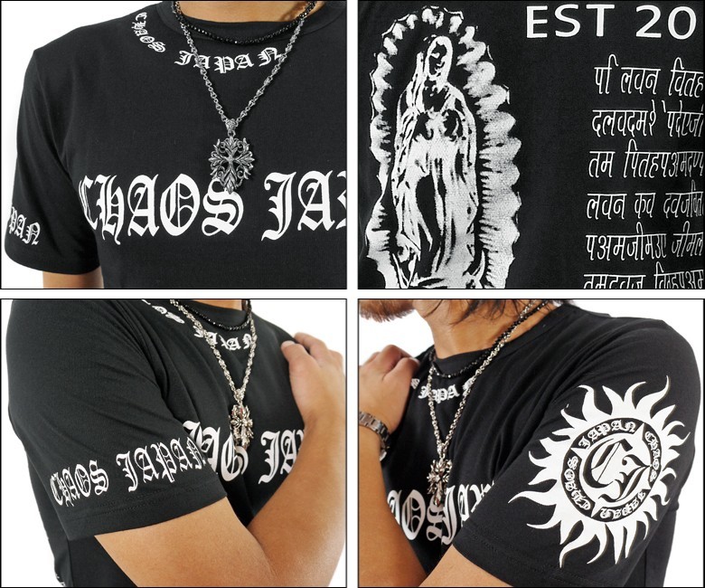 【Chaosthoery】ブランドロゴ■バックマリアTシャツ【ch-ry-0011】新品ブラックホワイトXL_画像4