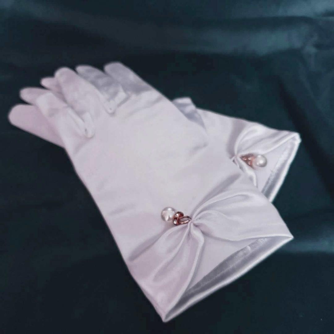  wedding glove Short white pearl silk style satin new goods 