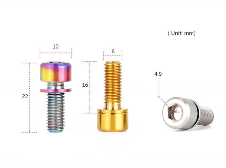 ★3.5g チタンM6x16mm 虹色2本セット クランクアーム固定ボルト ワッシャ付 ★_画像3