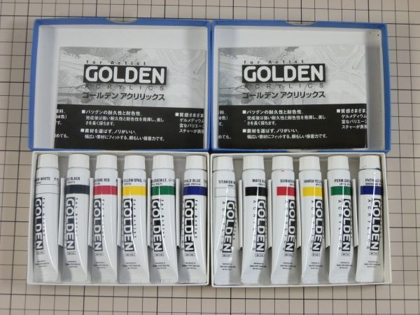 【良品】ターナー　ゴールデンアクリリックス　6色×2セット　※新品未使用と若干使用程度の２セット_画像1