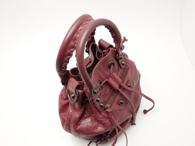 BALENCIAGA Balenciaga Classic Mini pompon2WAY 246438 темно-красный сумка женский б/у бесплатная доставка [ ломбард лот ]