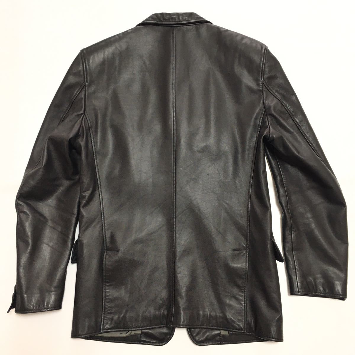 Paul Smithポールスミス☆牛革レザーテーラードジャケットL☆黒ブラックメンズレザージャケット スーツドレスジャケット