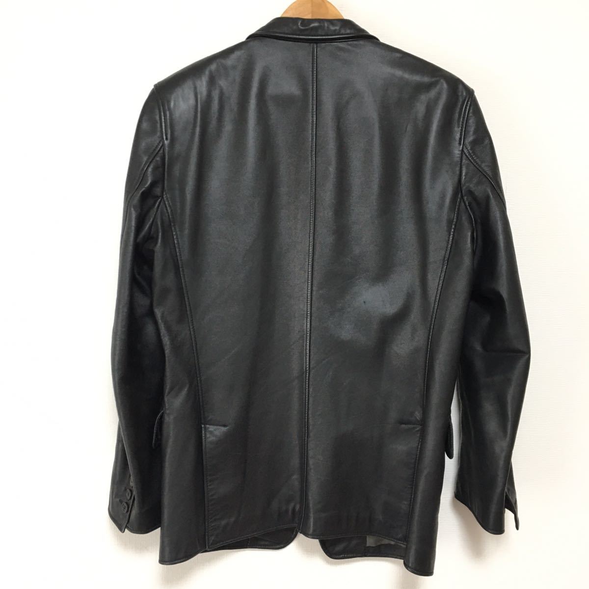 Paul Smithポールスミス☆牛革レザーテーラードジャケットL☆黒ブラックメンズレザージャケット スーツドレスジャケット