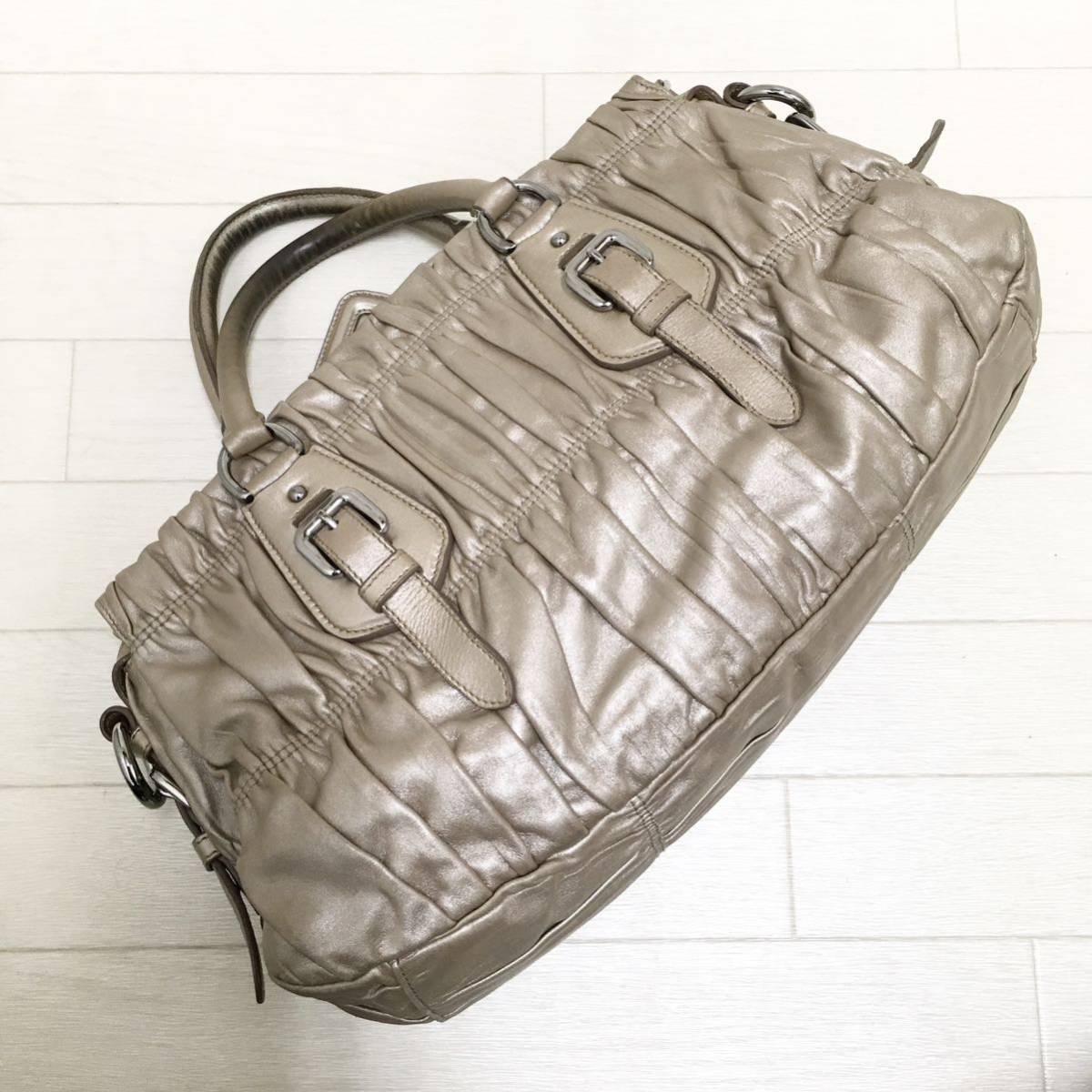 ☆良品・ギャランティ付☆PRADA ナッパ ゴーフル2wayギャザー