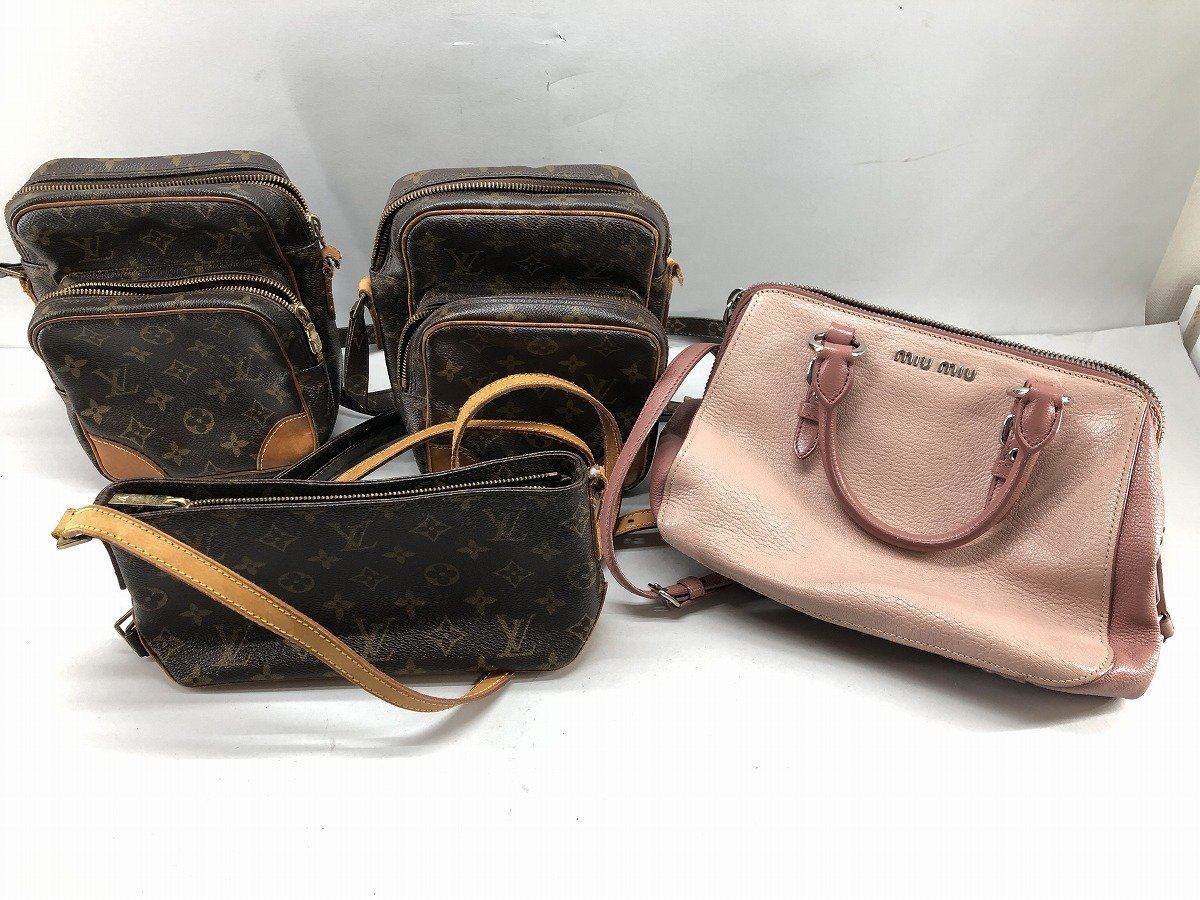 ジャンク LOUIS VUITTON ルイヴィトン モノグラム アマゾン 2点 トロター ミュウミュウ レザー 2WAYバッグ 4点セット[326819
