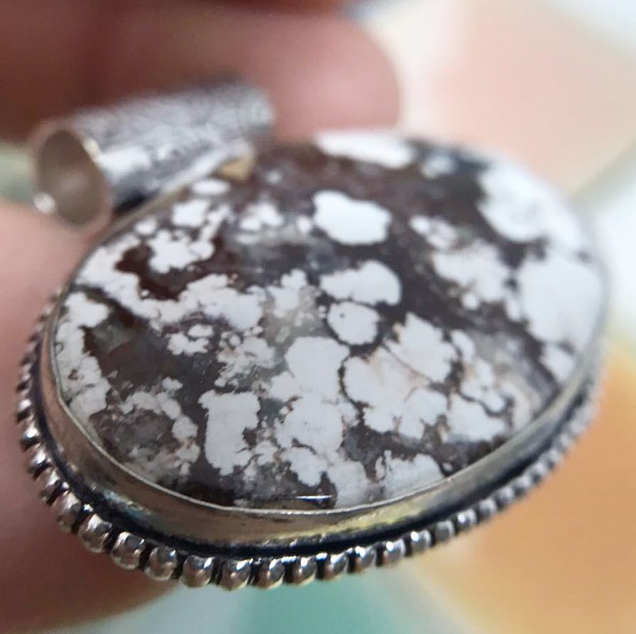  natural stone * wild hose jasper. antique style pendant top * lady's necklace silver 925 stamp color stone ethnic Y-R