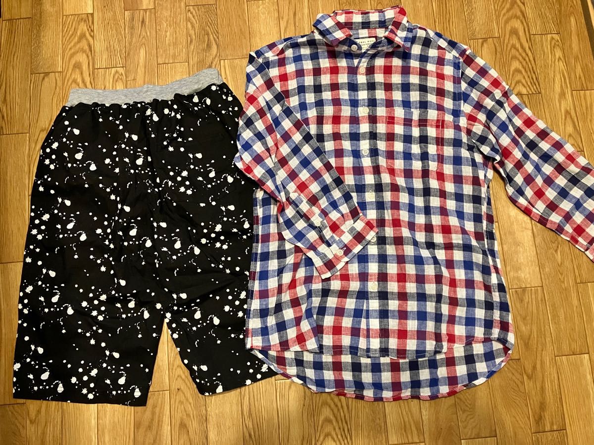 160 グローバルワーク 麻混シャツ ハーフパンツ 黒 | www.fraynacho.com