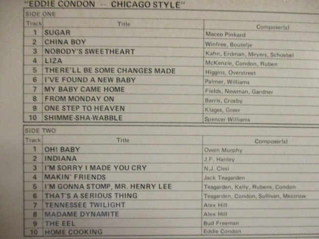 Eddie Condon ： Chicago Style LP (( Big Band / Swing Jazz / Dixieland / 落札5点で送料無料_画像3