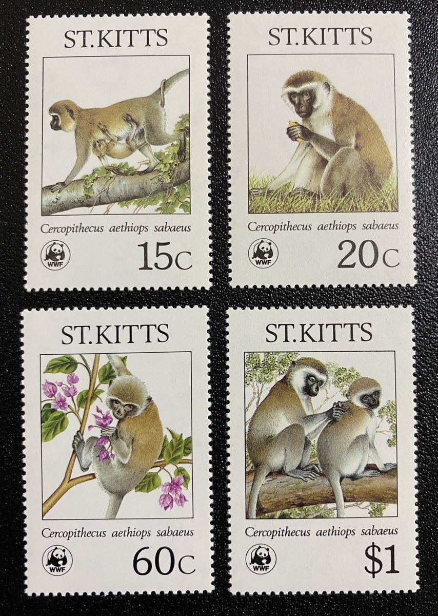  cent kitsu Savanna Monkey world nature protection fund WWF 4 kind . unused NH