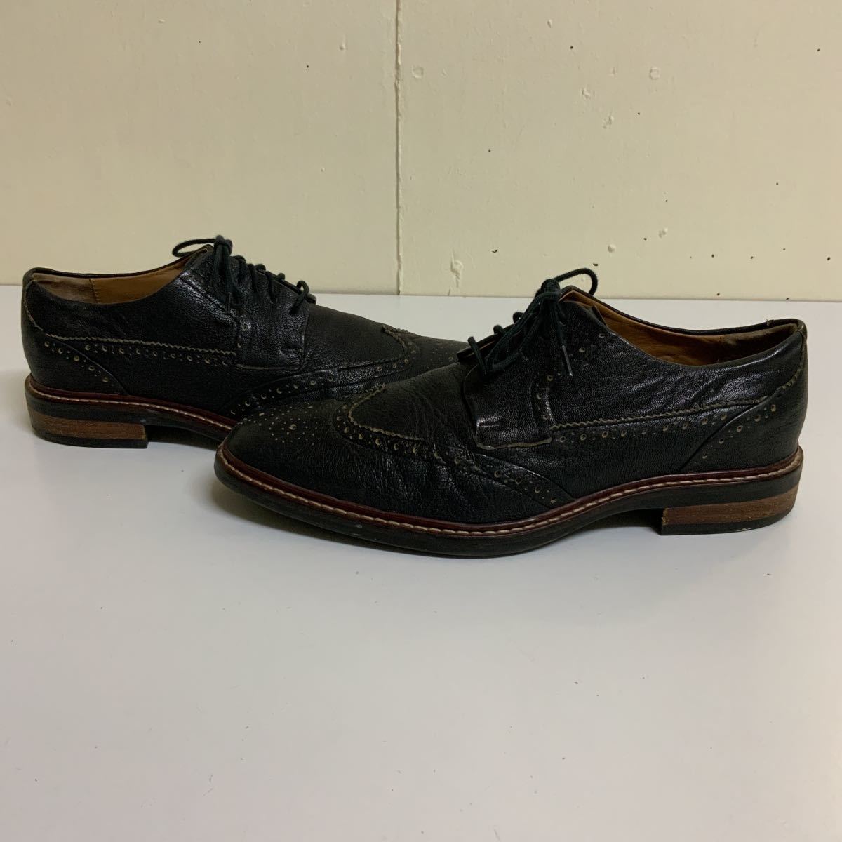 コールハーン COLE HAAN 71/2M ウイングチップ ビジネスシューズ レザーシューズ ネイビー 古着 ユーズド