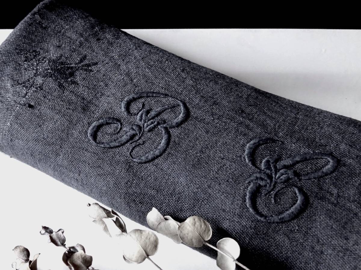 20世紀初期 フランス テーブルナプキン 立体 ダマスクローズ 刺繍