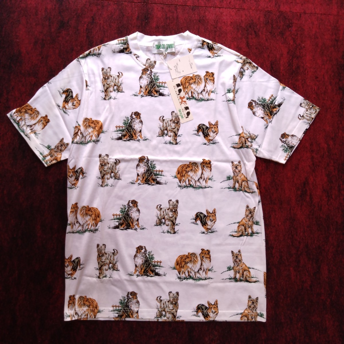 新品 mise au green アニマル 犬 プリント Tシャツ ドッグ 新品 mise au green アニマル 犬 プリント Tシャツ ドッグ