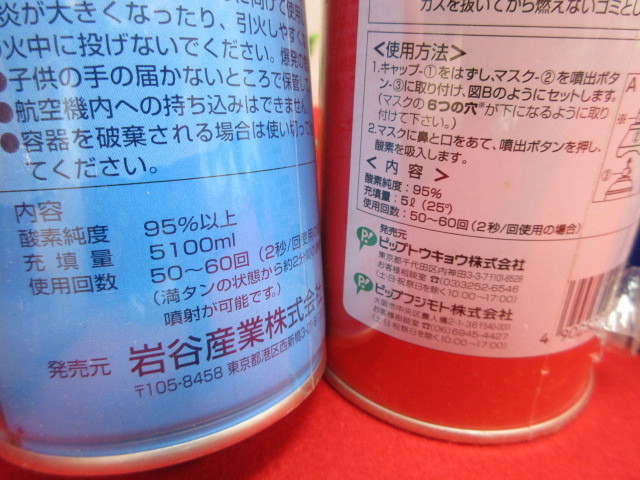 8OH4495 携帯酸素缶3本セット　Iwatani Pure O2/PIP SPORTS ACTIVE-MAX/アシックス O2　疲労回復 酸欠 酸素缶_画像2