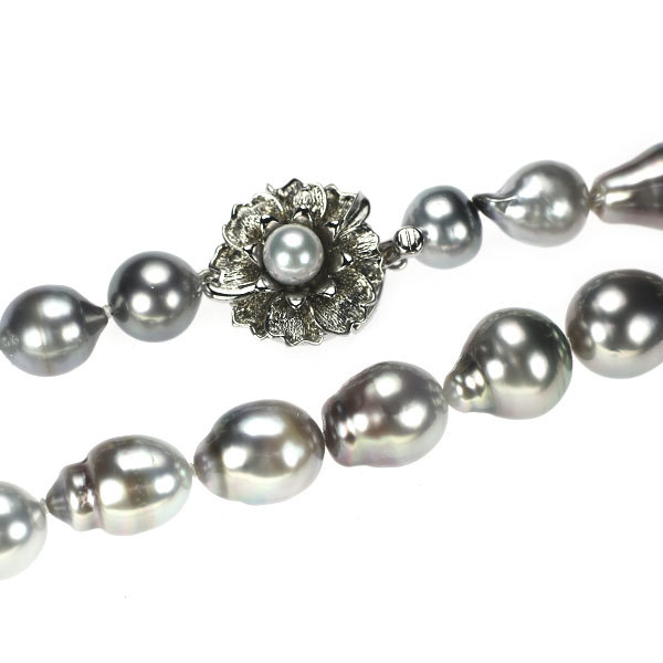 SV 黒蝶 真珠/パール ネックレス 幅約9.2-12.5mm 最終 出品6週目 SELBY