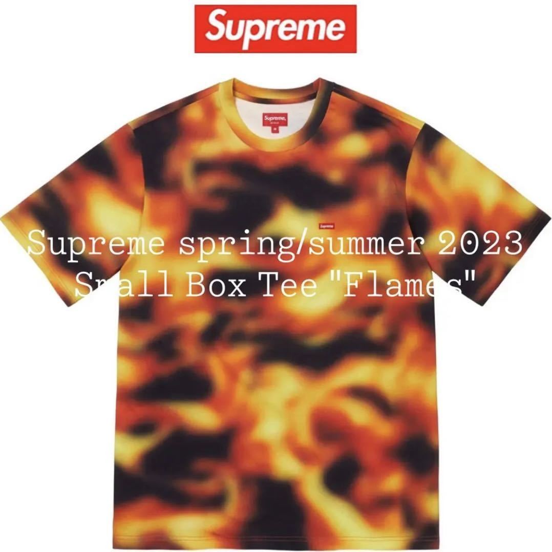 Supreme シュプリーム 2023ss 新作 Small Box Tee スモール ボックス Tシャツ Flames フレイム 炎 ファイヤーパターン M 新品