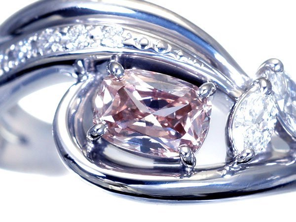 1円~【ジュエリー極】鑑付 超極上品 天然ナチュラルピンクダイヤモンド0.527ct&クリアダイヤ 超高級Pt900リング h5898orl【送料無料】