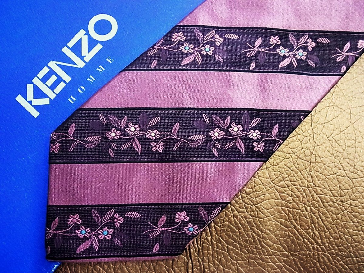 * хорошая вещь *3R04705[KENZO] Kenzo [ цветок растения полоса рисунок ] галстук 