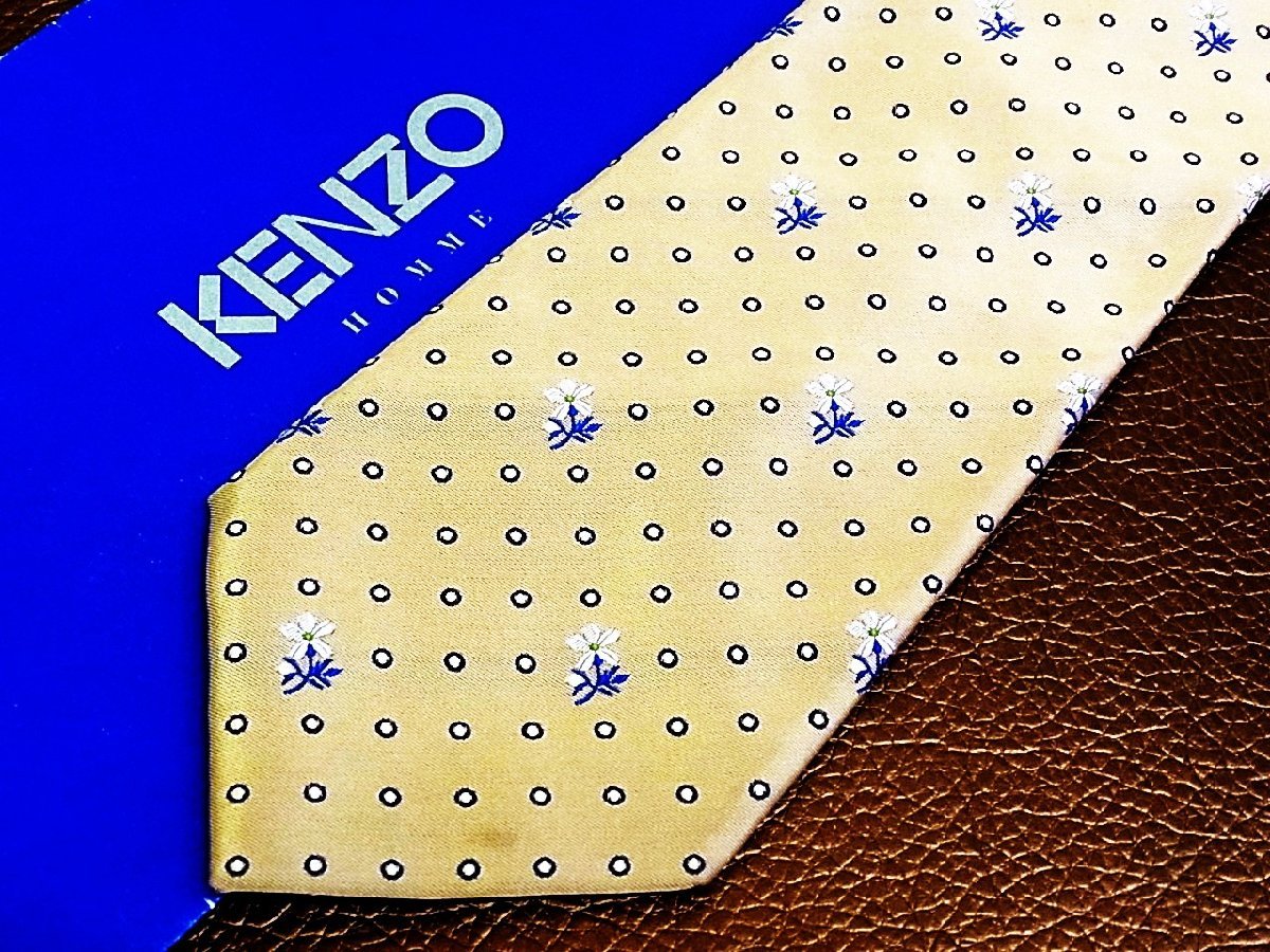 ★良品★3R03718【KENZO】ケンゾー「花 植物 ドット 柄」ネクタイ