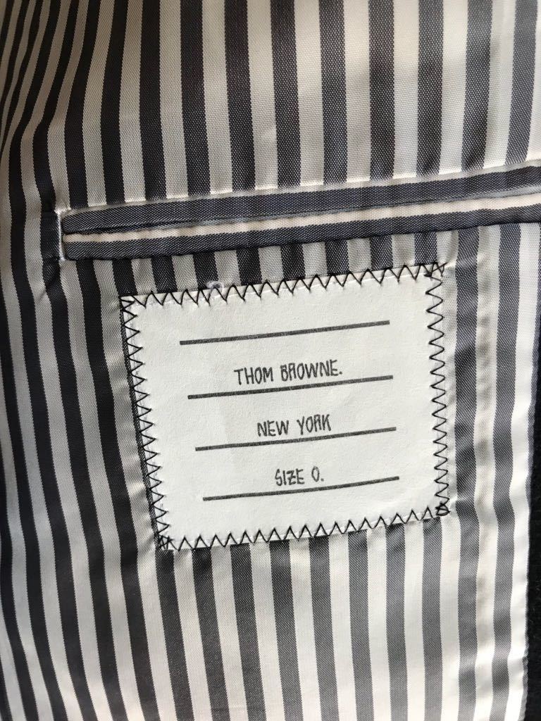 トムブラウン カシミアバルカラーコート ダークネイビー サイズ0 THOM BROWNE トリコロール ストライプ　高橋幸宏 モンクレール ガムブルー_画像8