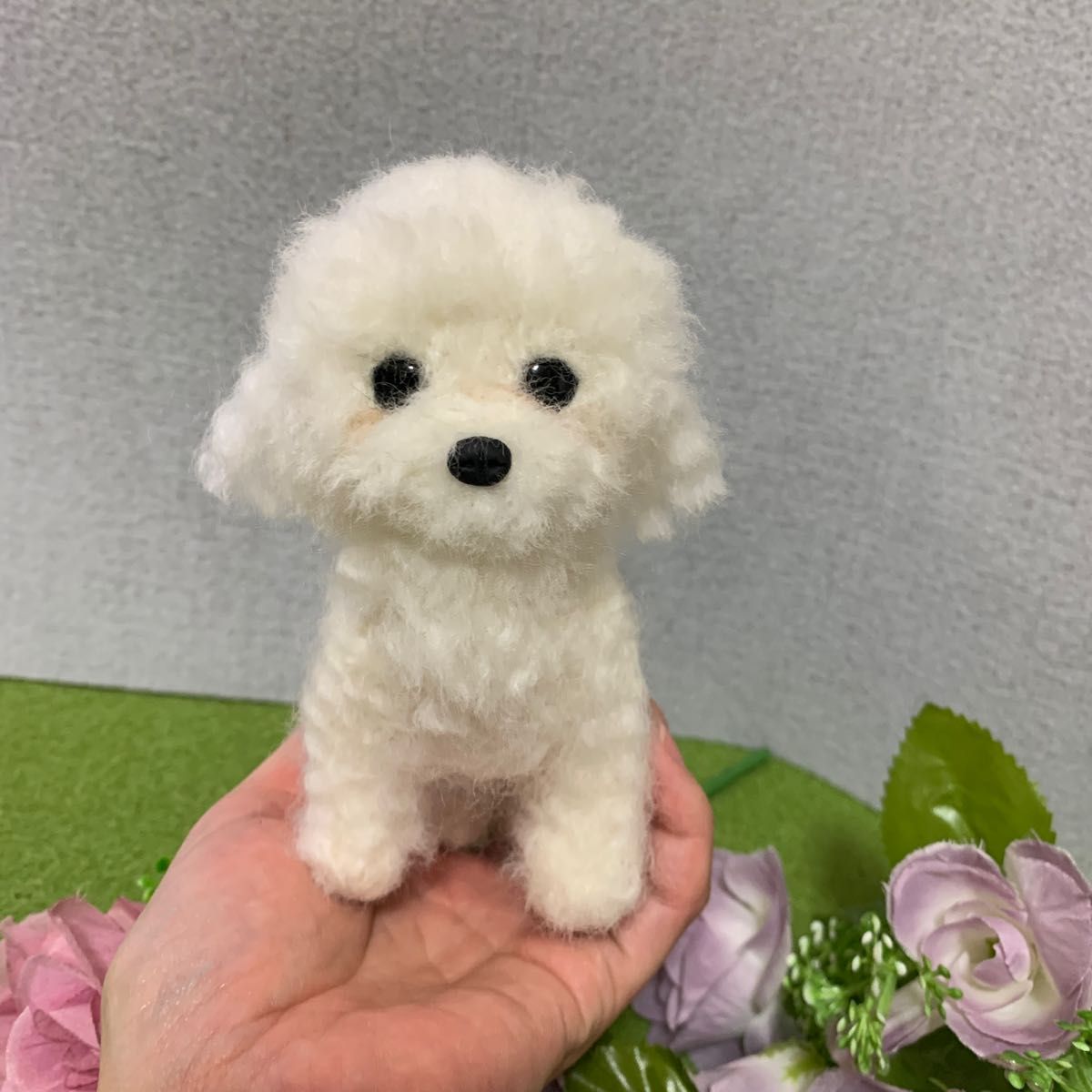 羊毛フェルト　トイプーちゃん 全身　白　トイプードル　赤ちゃん　子犬