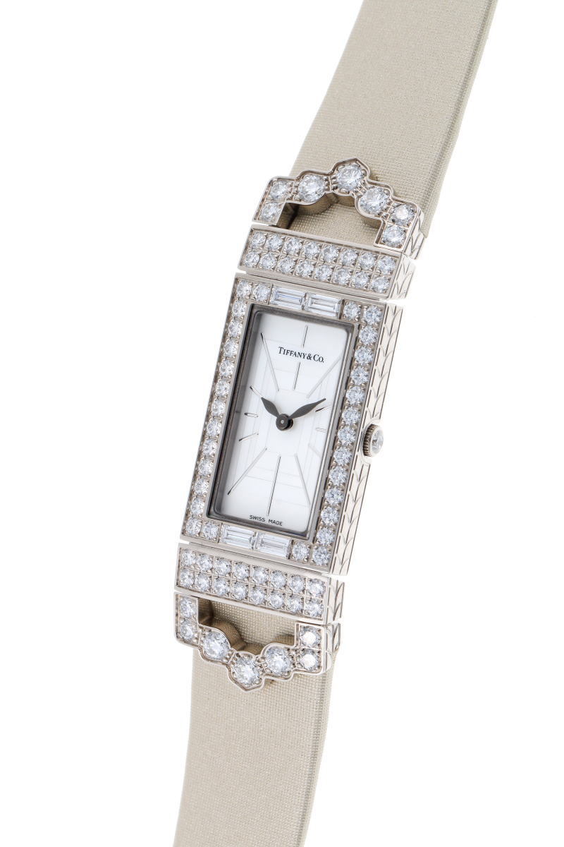 Tiffany & Co. Tiffany a-ru deco 2- hand diamond quartz 35917888 750WG lady's clock 2310007