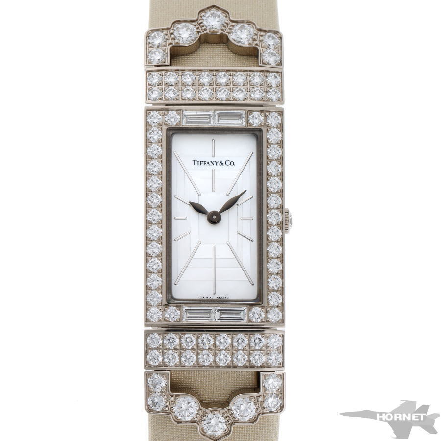 Tiffany & Co. Tiffany a-ru deco 2- hand diamond quartz 35917888 750WG lady's clock 2310007