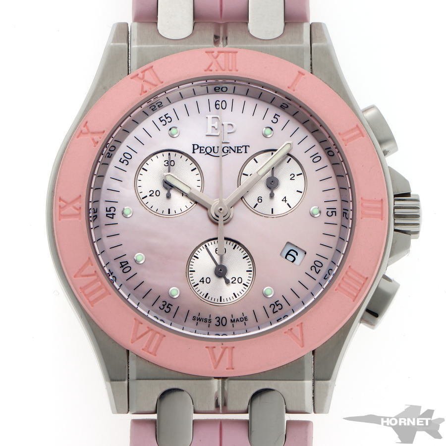 Pequignet Pekini Moria Chronograph Quartz 1330583/32 SS / Rubber Ladies Clock 2310025