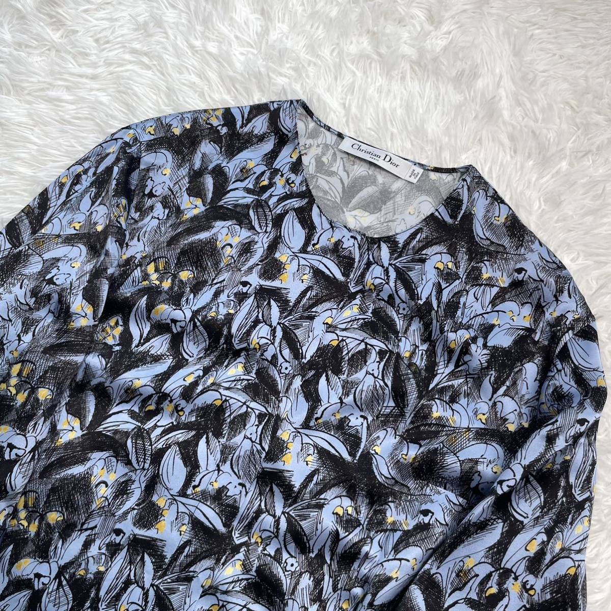 美品】Christian Dior クリスチャン ディオール 花柄 ノーカラー