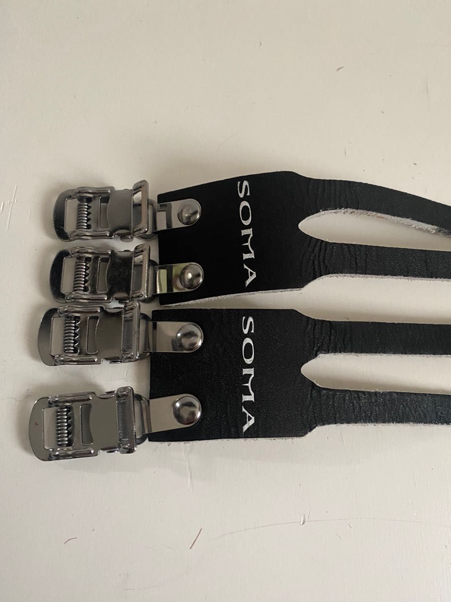 SOMA leather double strap (black) トゥークリップ　ストラップ
