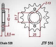 JTF516.13 フロントスプロケット Kawasaki Off Road KLX300 (KLX300R) 20 Kawasaki Road EL250 Chopper 88-90等_画像1