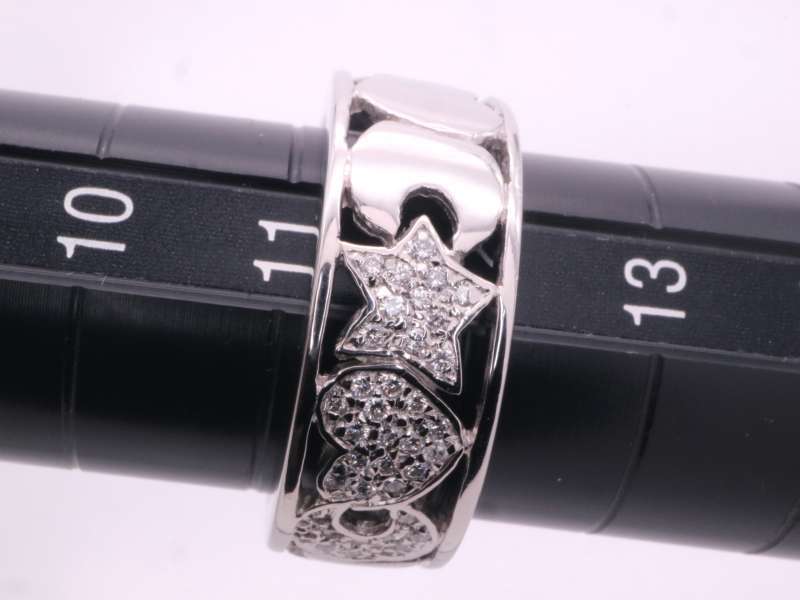 ポンテヴェキオ 美品 ダイヤ0.17ct 三日月 ハート 星 デザイン リング 12号 750 K18WG ホワイトゴールド_画像7