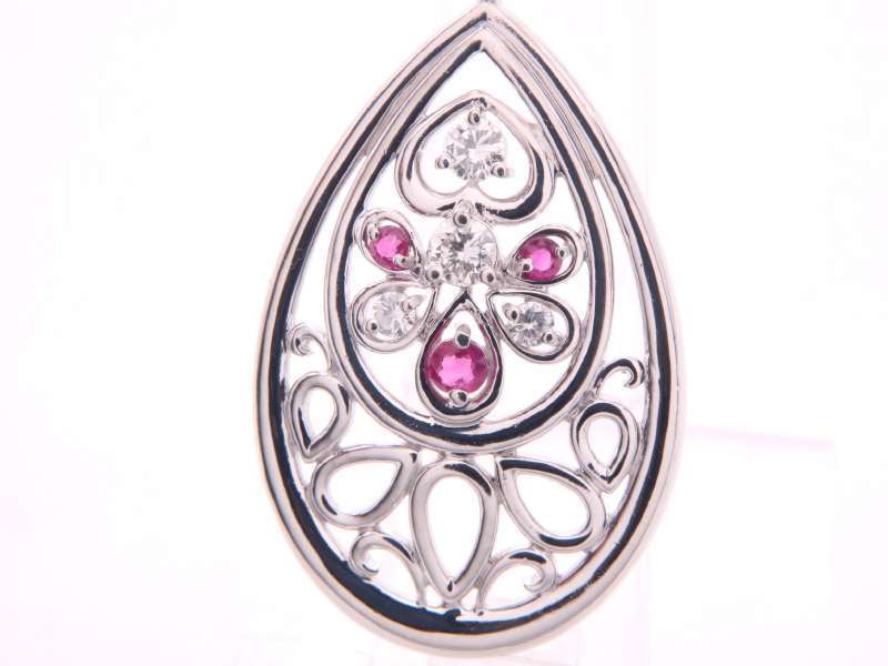 ルビー0.21ct ダイヤ0.33ct デザイン ペンダントトップ pt900 プラチナ