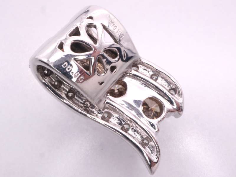 ブラウンダイヤ ダイヤ 0.65ct デザインペンダント K18WG ベネチアン