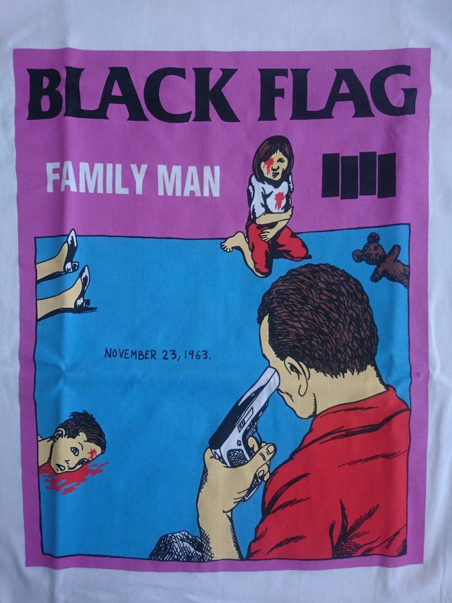 未使用★BLACK FLAG Tシャツ FAMILY MAN Sサイズ／ブラックフラッグ SST Hardcore レイモンドペティボン USハードコア パンク バンド の画像2
