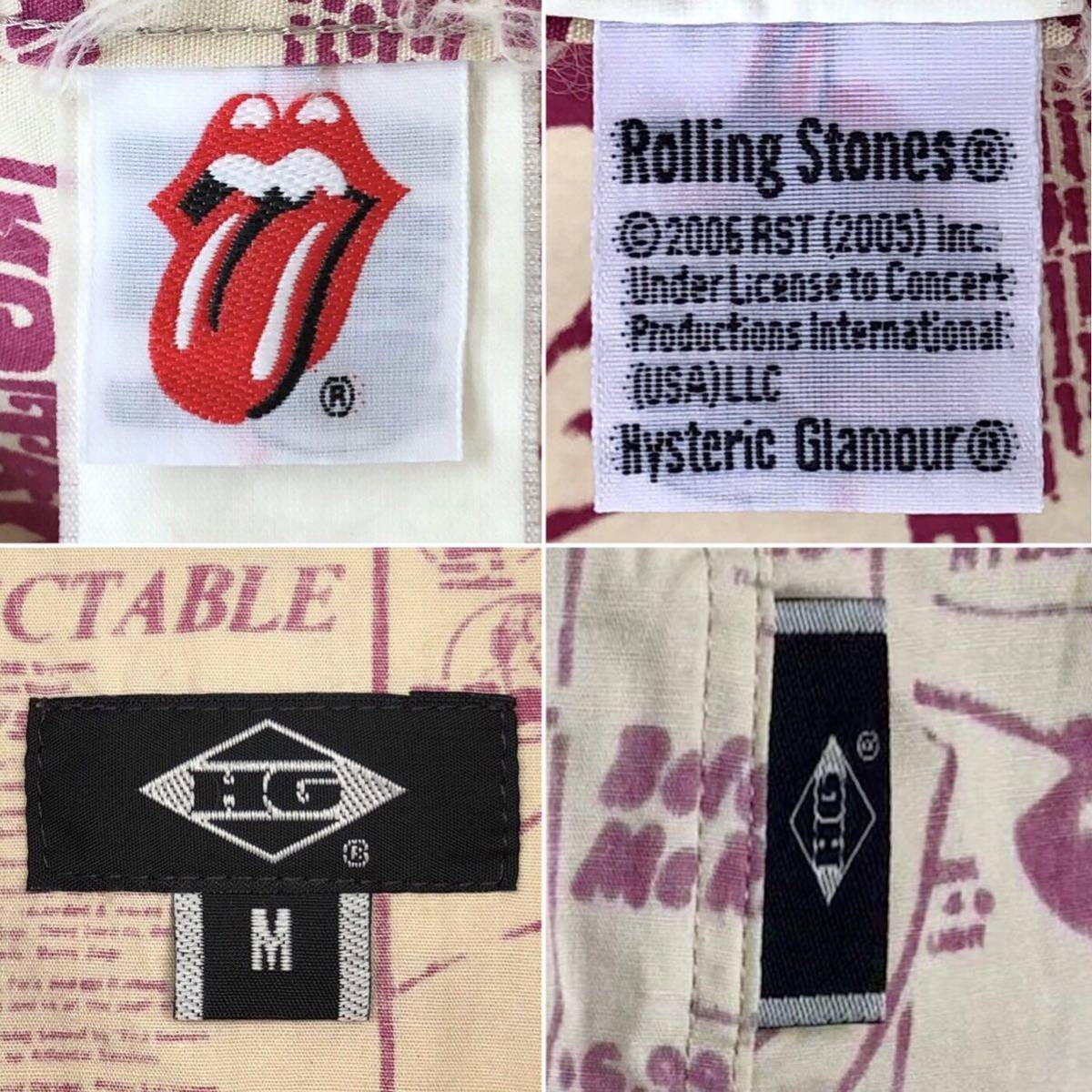 リバースプリント★ローリングストーンズ総柄 プリントシャツ 半袖M★THE ROLLING STONES ヒステリックグラマー HYSTERIC GLAMOUR トップス