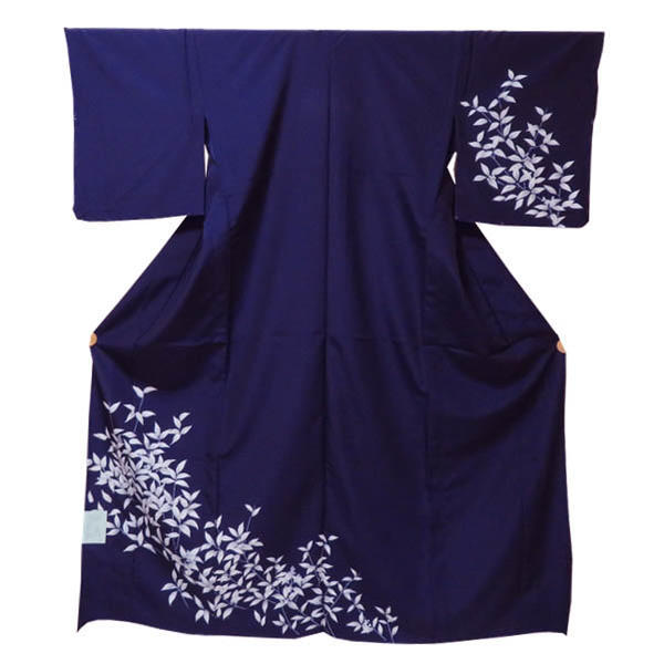 【日本製】仕立上り 単衣付下げ シンプルな千両柄（濃紫）（134）洗える ポリエステル