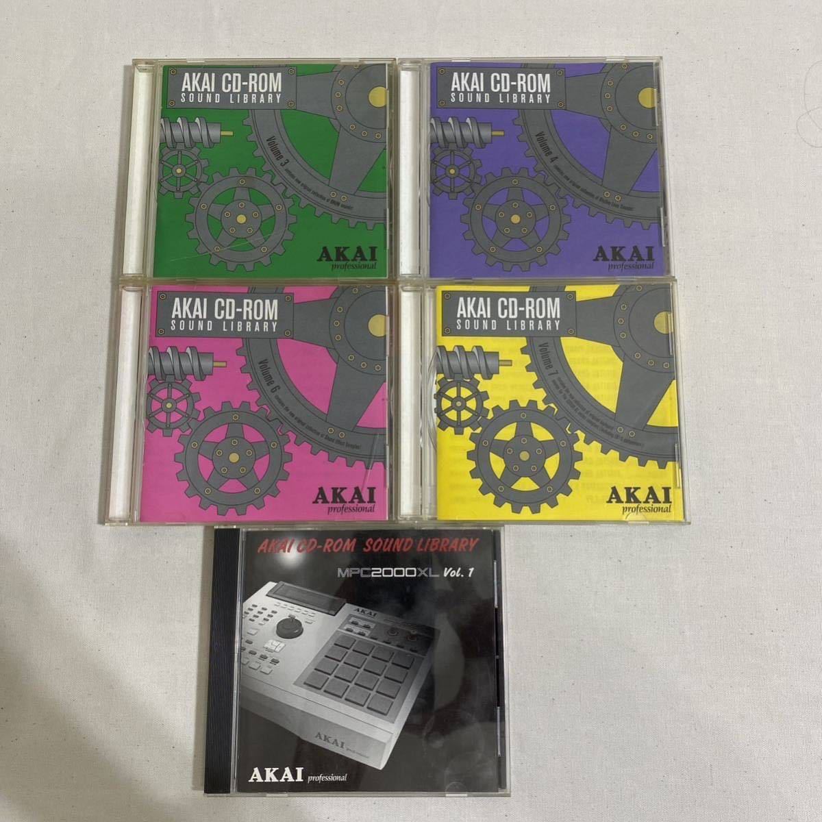 AKAI CD-ROM SOUND LIBRARY vol.1 3 4 6 7 5枚セット サンプリングCD MPC2000XL_画像1